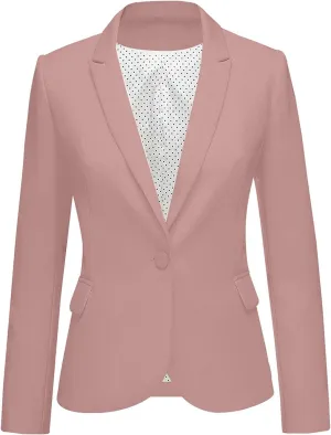 luvamia Women's Long Sleeve Formal Notch Lapel Button Down Blazer Pockets Jacket