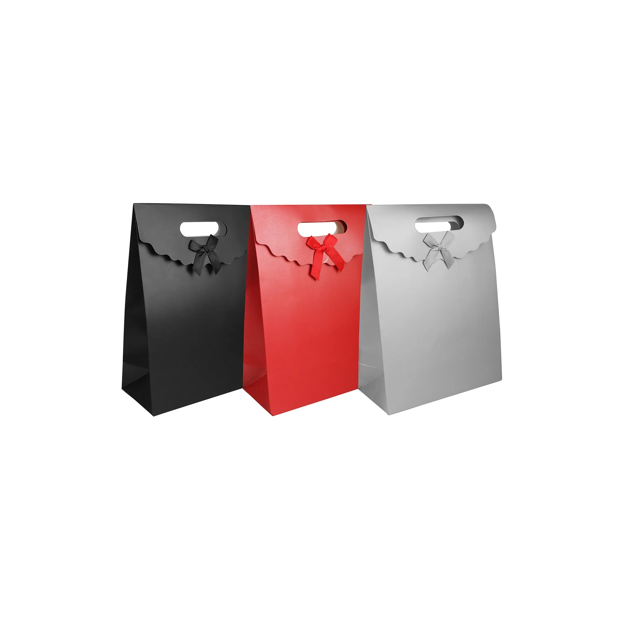 Luxury Matt Bags With Carry Handle And Bow - Pack Of 3 (Assorted Colours)