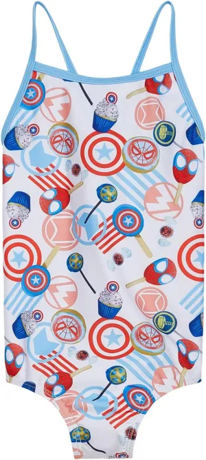 Marvel Girls UPF 50  One Piece Bathing Suit Toddler to Little Kid Sizes (2T - 7-8)