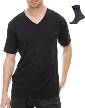 MERINNOVATION Mens Merino Wool V Neck T-Shirt Wicking Merino Wool Undershirt Lightweight Base Layer Hiking Travel