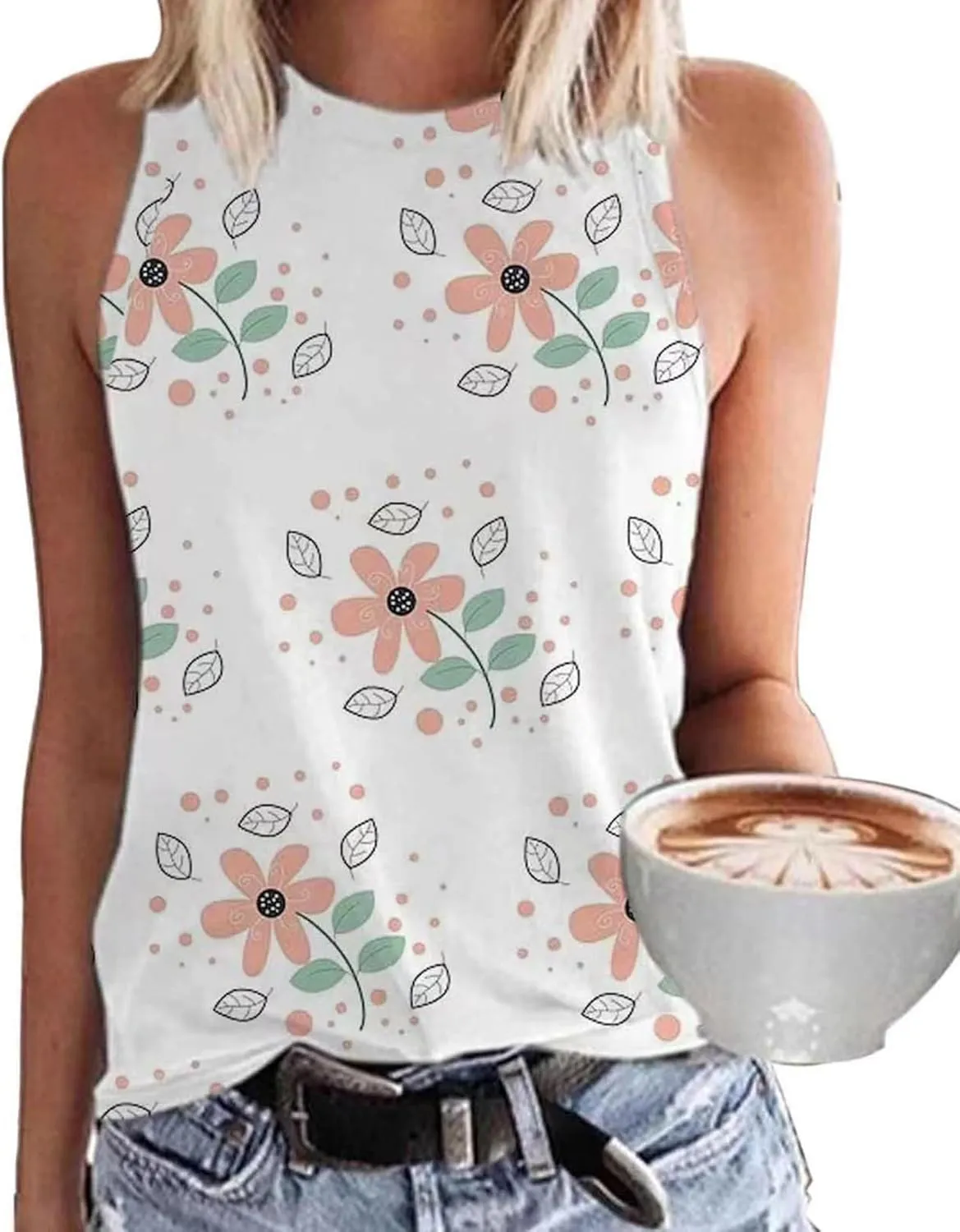 MHTOR Baseball O-Neck Tank Women Print Baseball Tanks Cute Workout Graphic Casual Summer Sleeveless Vest Top