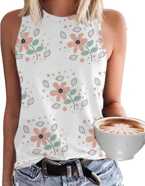 MHTOR Baseball O-Neck Tank Women Print Baseball Tanks Cute Workout Graphic Casual Summer Sleeveless Vest Top