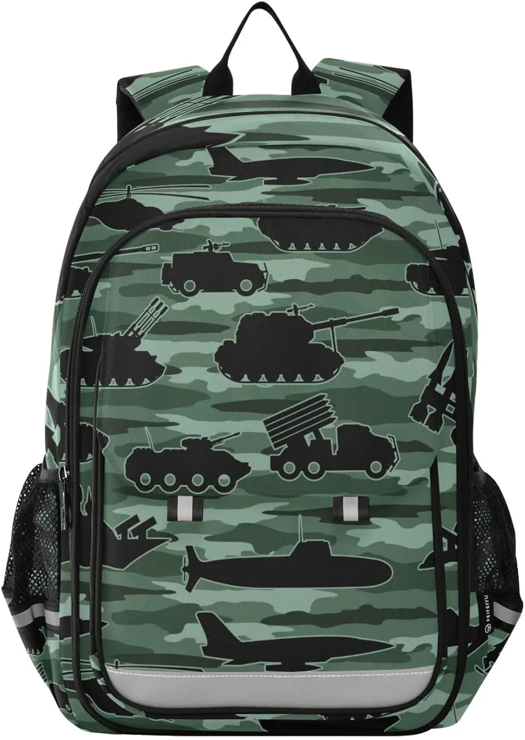 Military Tanks School Backpack Laptop Travel Daypack for Kids Girls Boys, Personalized Computer Notebooks Bookbag with Adjustable Padded Straps