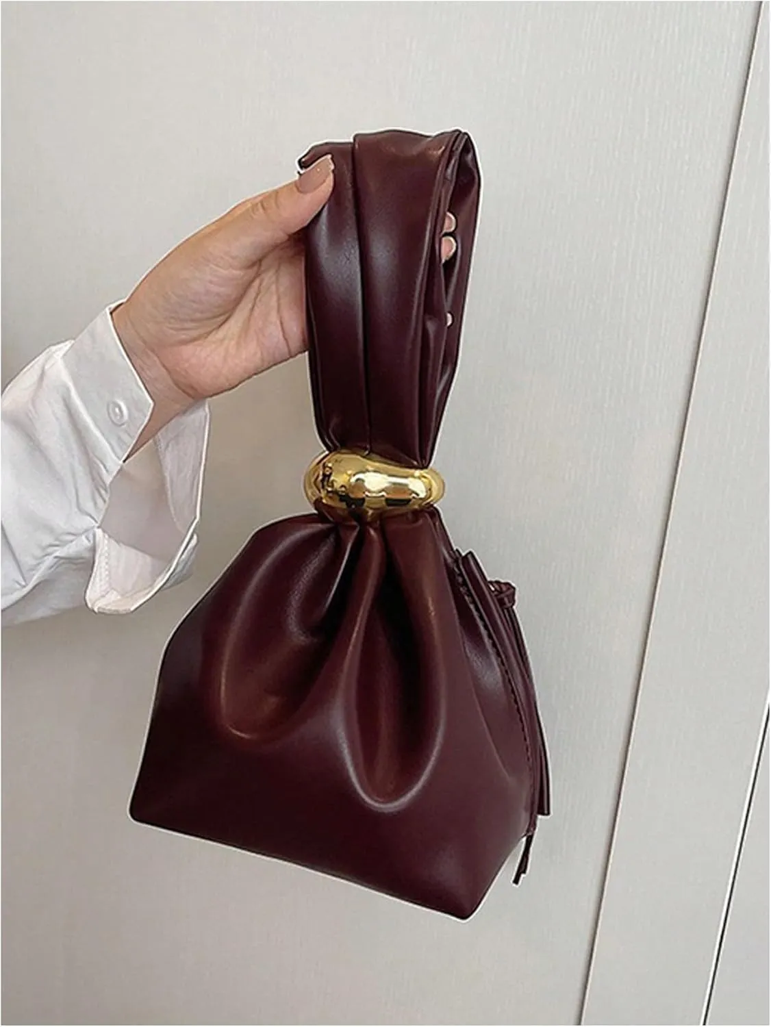 Milumia Women's Pu Leather Clutch Purses Metal Decor Mini Wristlet Handbag