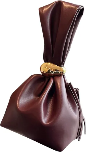 Milumia Women's Pu Leather Clutch Purses Metal Decor Mini Wristlet Handbag