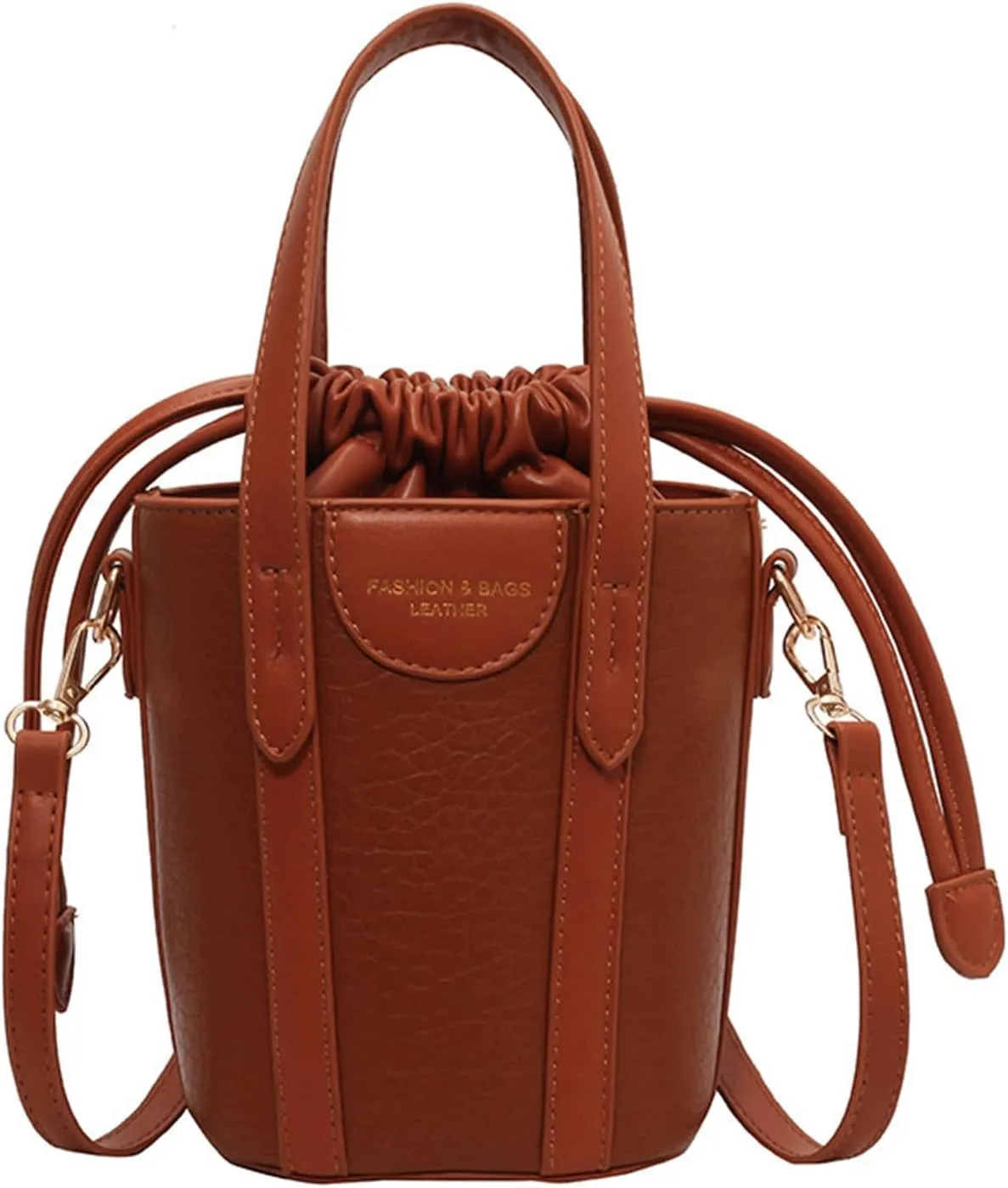 Mini Bucket Bag Leather Bucket Purse Vintage Purse Handbag with Drawstring Closure Small Handbag Shoulder Crossbody Bag