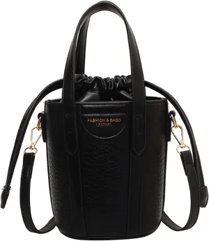 Mini Bucket Bag Leather Bucket Purse Vintage Purse Handbag with Drawstring Closure Small Handbag Shoulder Crossbody Bag
