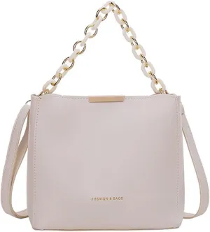 Mini Bucket Bag Leather Bucket Purse with Chain Handle Vintage Bucket Purse Crossbody Handbag Shoulder Bag