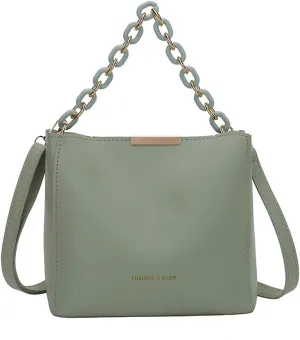 Mini Bucket Bag Leather Bucket Purse with Chain Handle Vintage Bucket Purse Crossbody Handbag Shoulder Bag