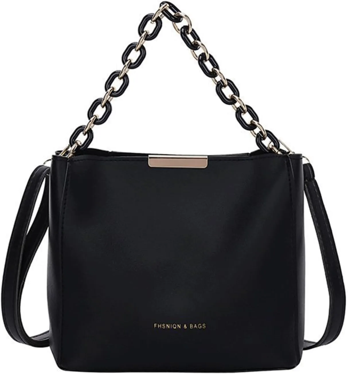 Mini Bucket Bag Leather Bucket Purse with Chain Handle Vintage Bucket Purse Crossbody Handbag Shoulder Bag