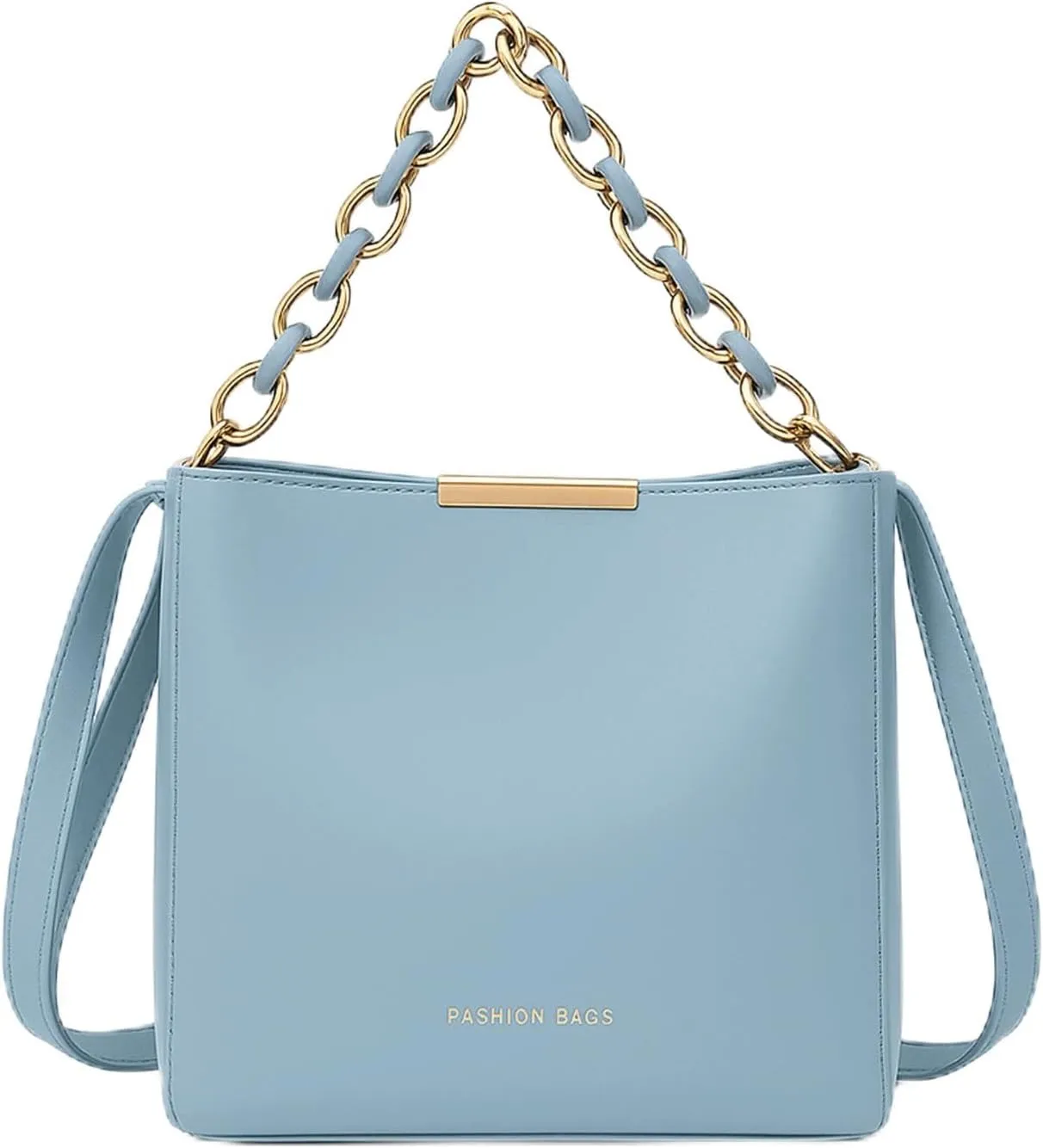 Mini Bucket Bag Leather Bucket Purse with Chain Handle Vintage Bucket Purse Crossbody Handbag Shoulder Bag