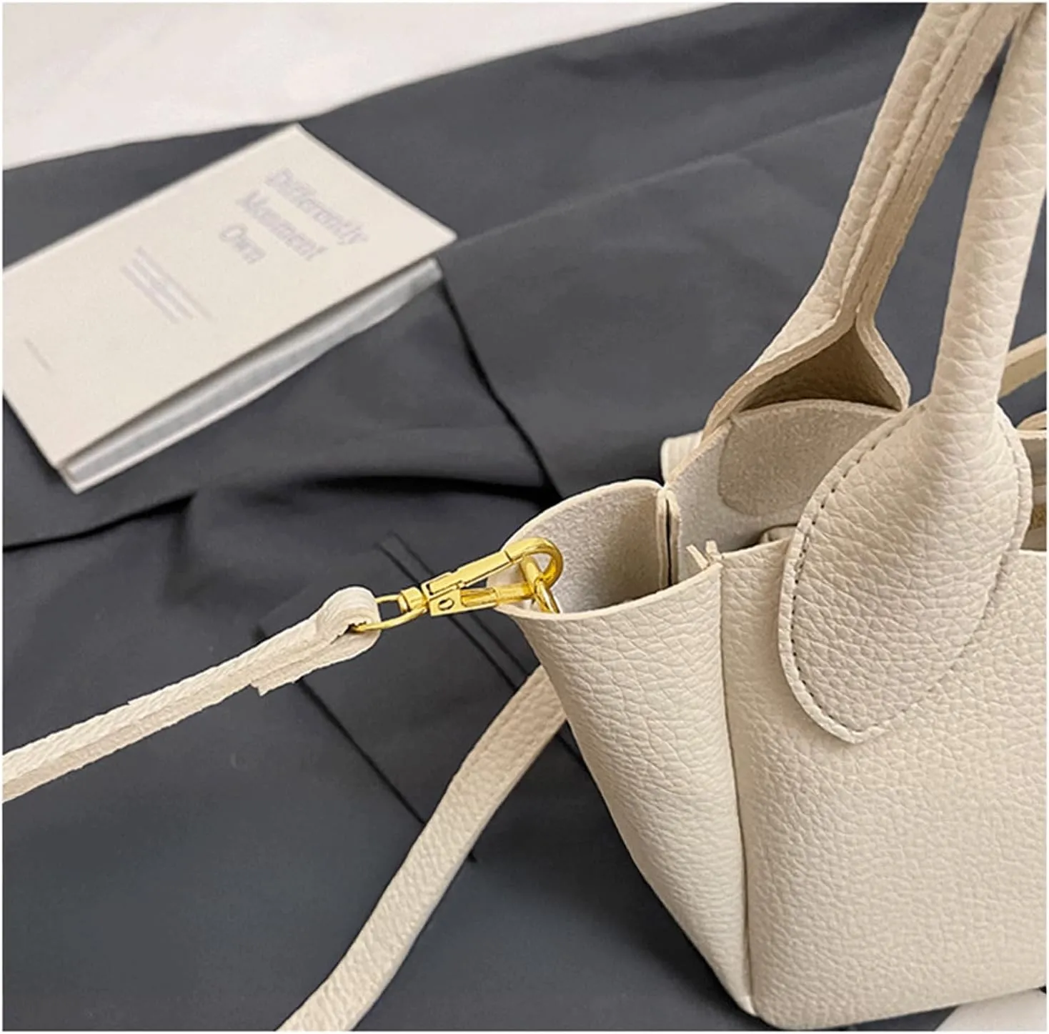 Mini Bucket Bag with Cute Charms Vintage Crossbody Handbag Leather Bucket Purses Handbag for Women