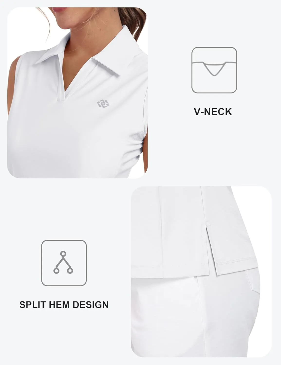 MoFiz Women's Golf Shirts Sleeveless Tennis Tank Tops Racerback Polo V Neck Collared Quick Dry Athletic Tanks