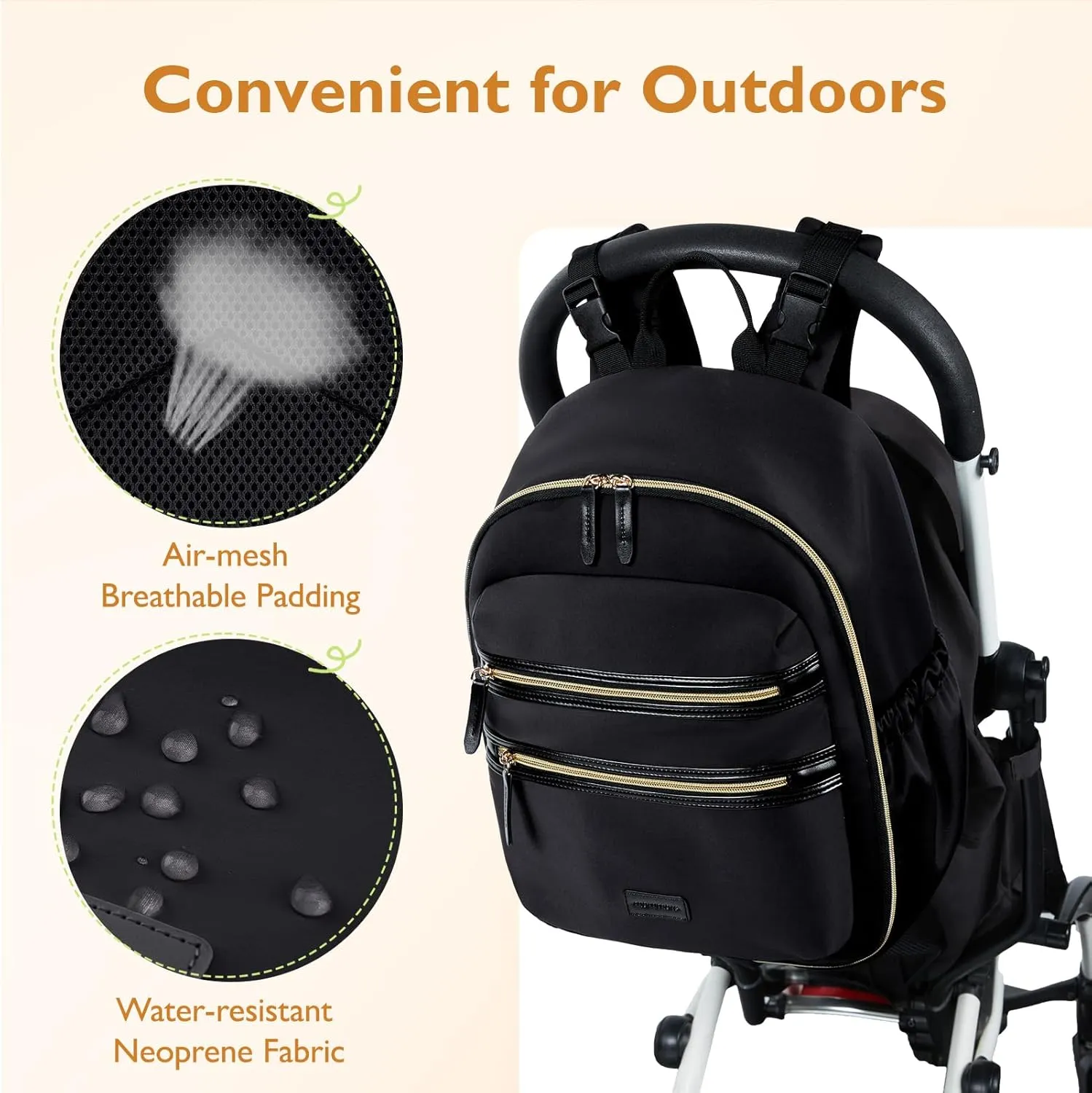 mommore Neoprene Diaper Bag Backpack Small Baby Bag Travel Mini Diaper Backpack for Newborn with Insulated Pockets, Stroller Straps