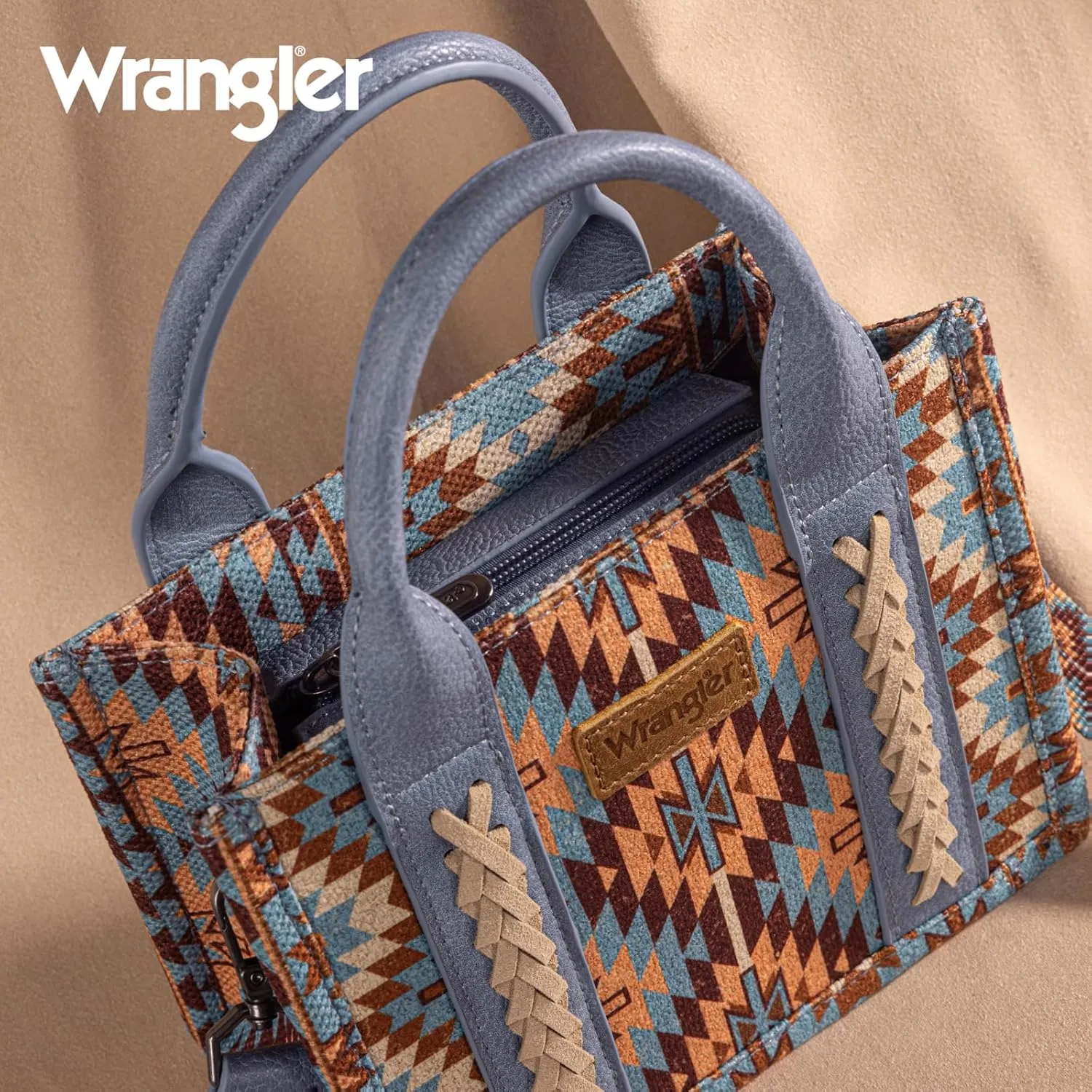 Montana West x Wrangler Mini Tote Bag for Women Boho Aztec Crossbody Purse Top Handle Handbags