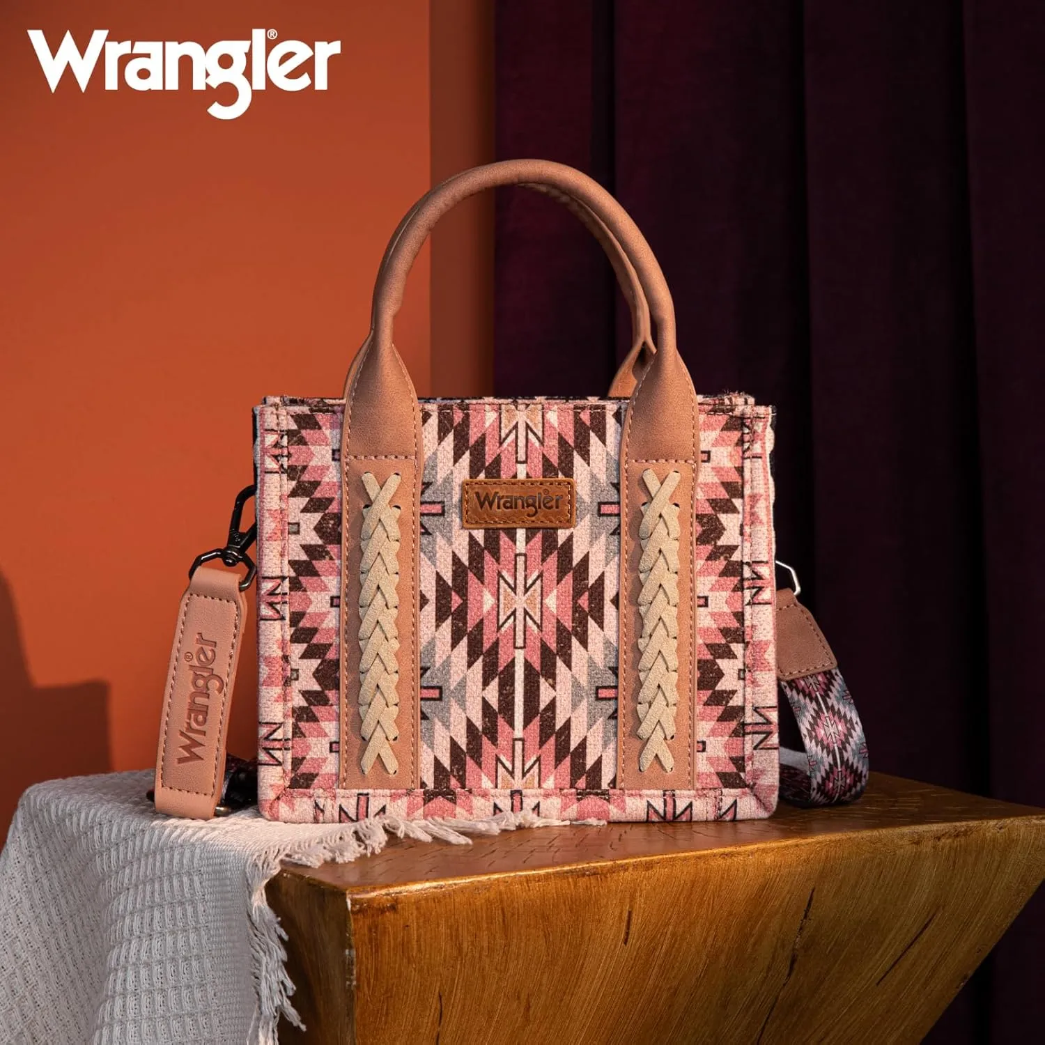 Montana West x Wrangler Mini Tote Bag for Women Boho Aztec Crossbody Purse Top Handle Handbags