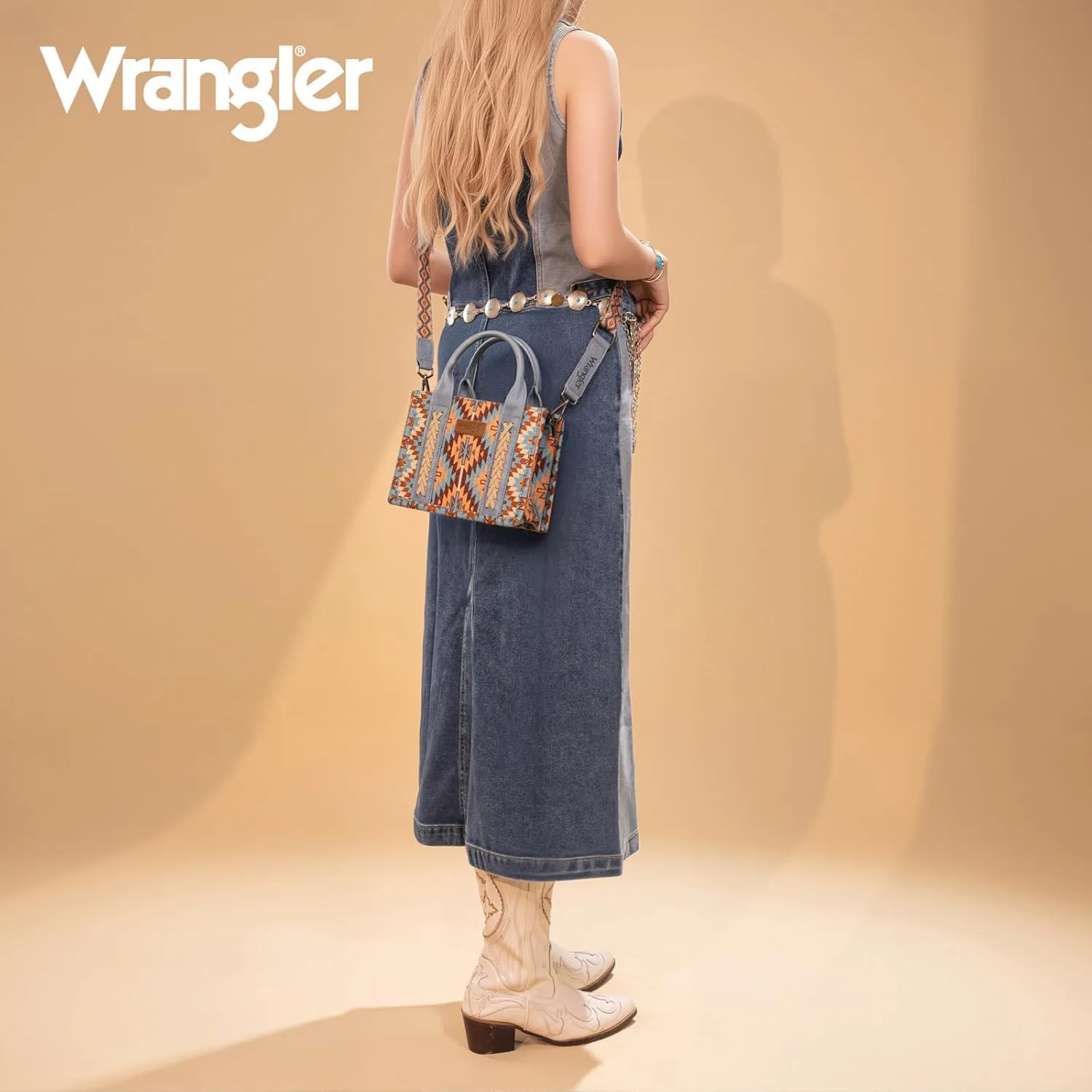 Montana West x Wrangler Mini Tote Bag for Women Boho Aztec Crossbody Purse Top Handle Handbags