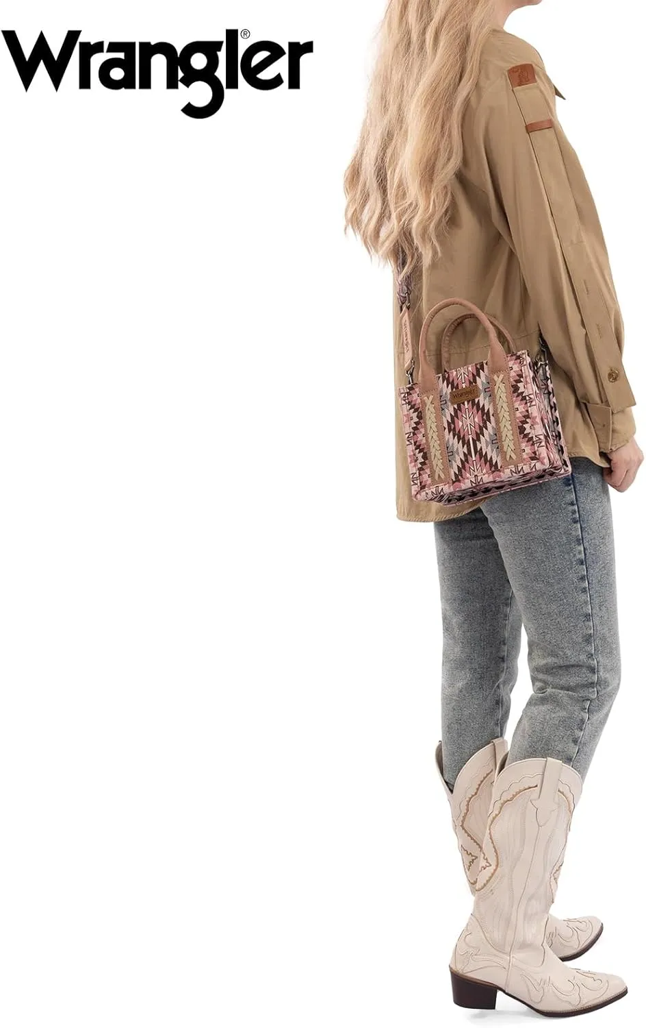 Montana West x Wrangler Mini Tote Bag for Women Boho Aztec Crossbody Purse Top Handle Handbags