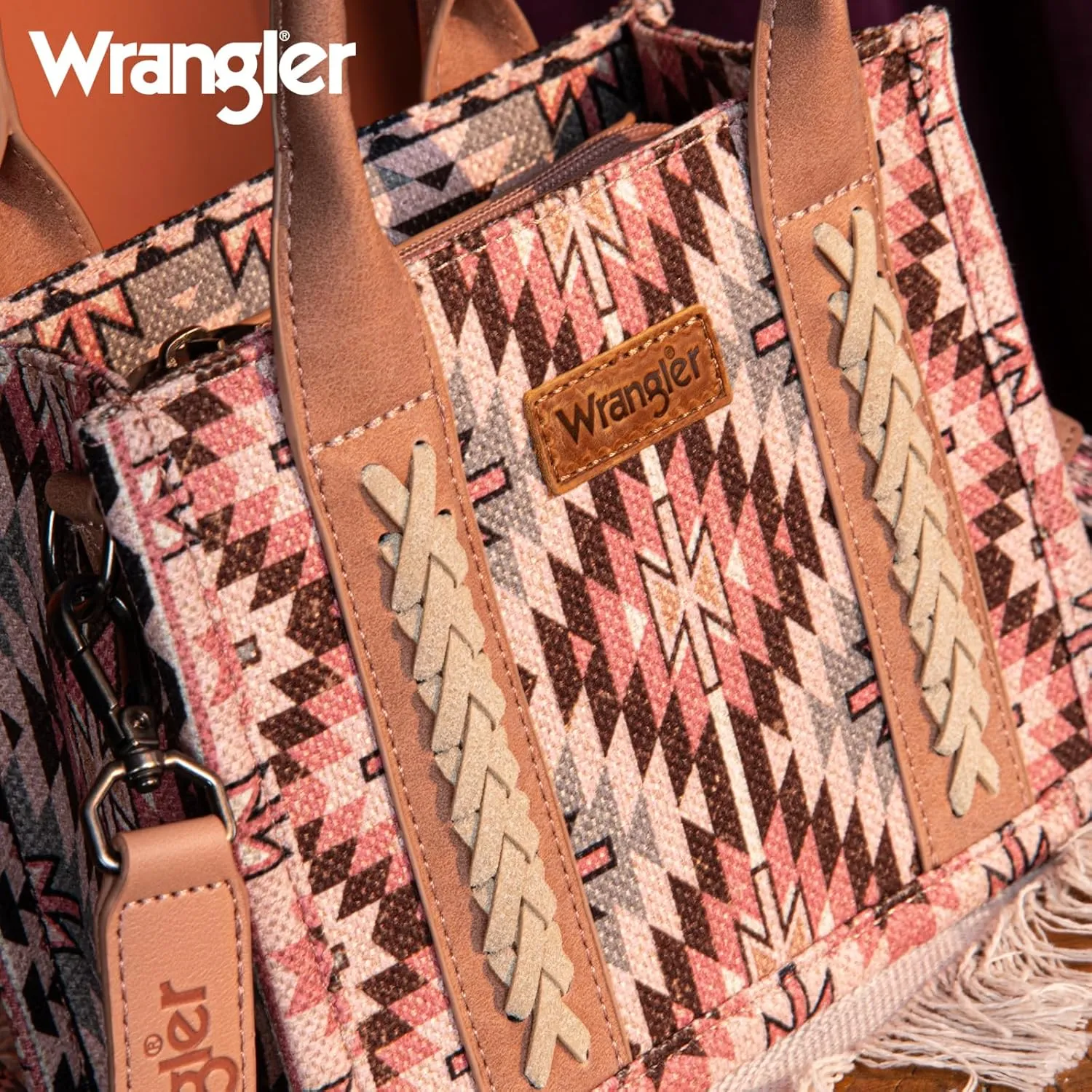 Montana West x Wrangler Mini Tote Bag for Women Boho Aztec Crossbody Purse Top Handle Handbags