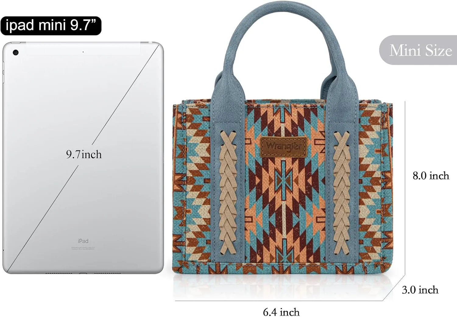 Montana West x Wrangler Mini Tote Bag for Women Boho Aztec Crossbody Purse Top Handle Handbags