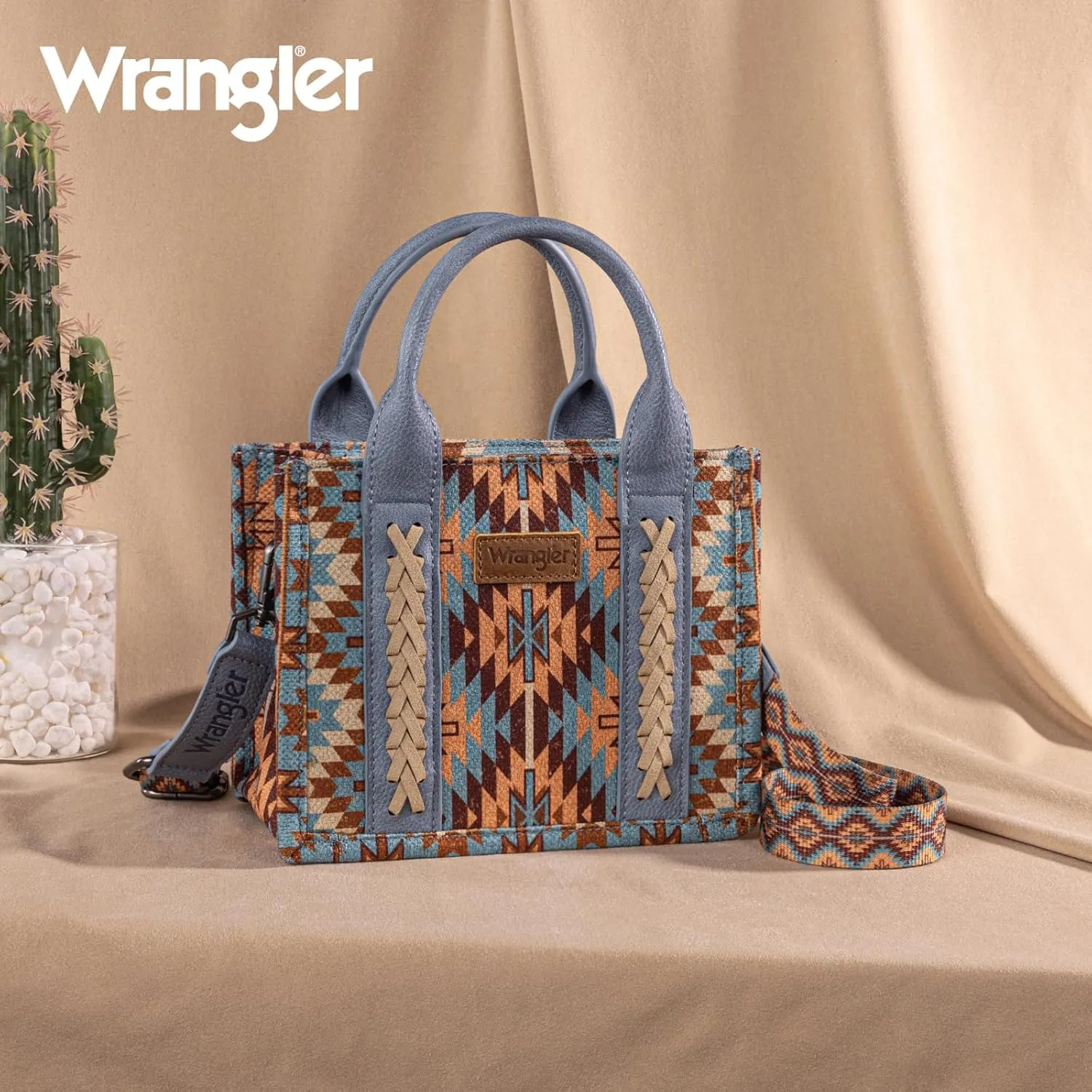 Montana West x Wrangler Mini Tote Bag for Women Boho Aztec Crossbody Purse Top Handle Handbags