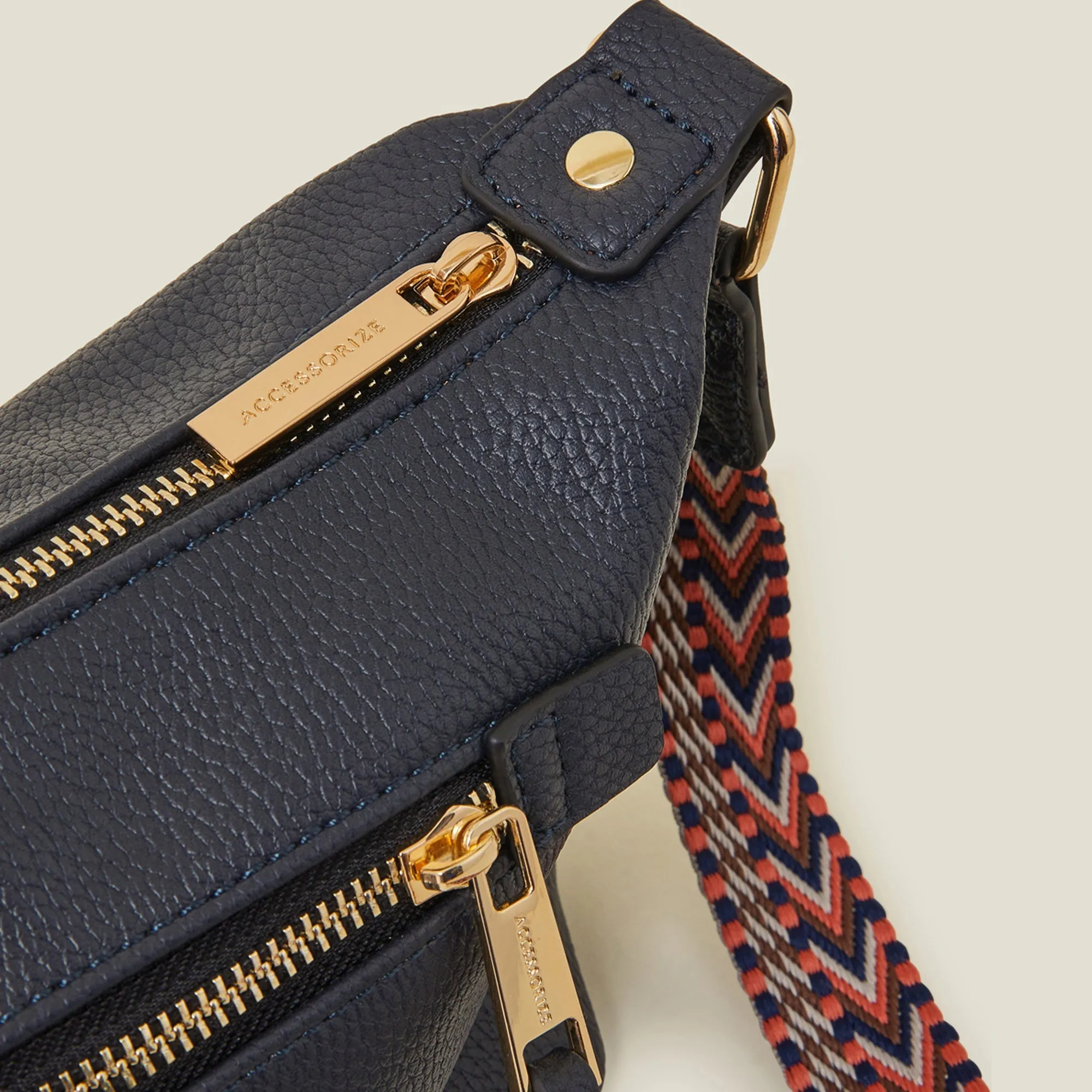 Navy Blue Mini Zip Sling Bag