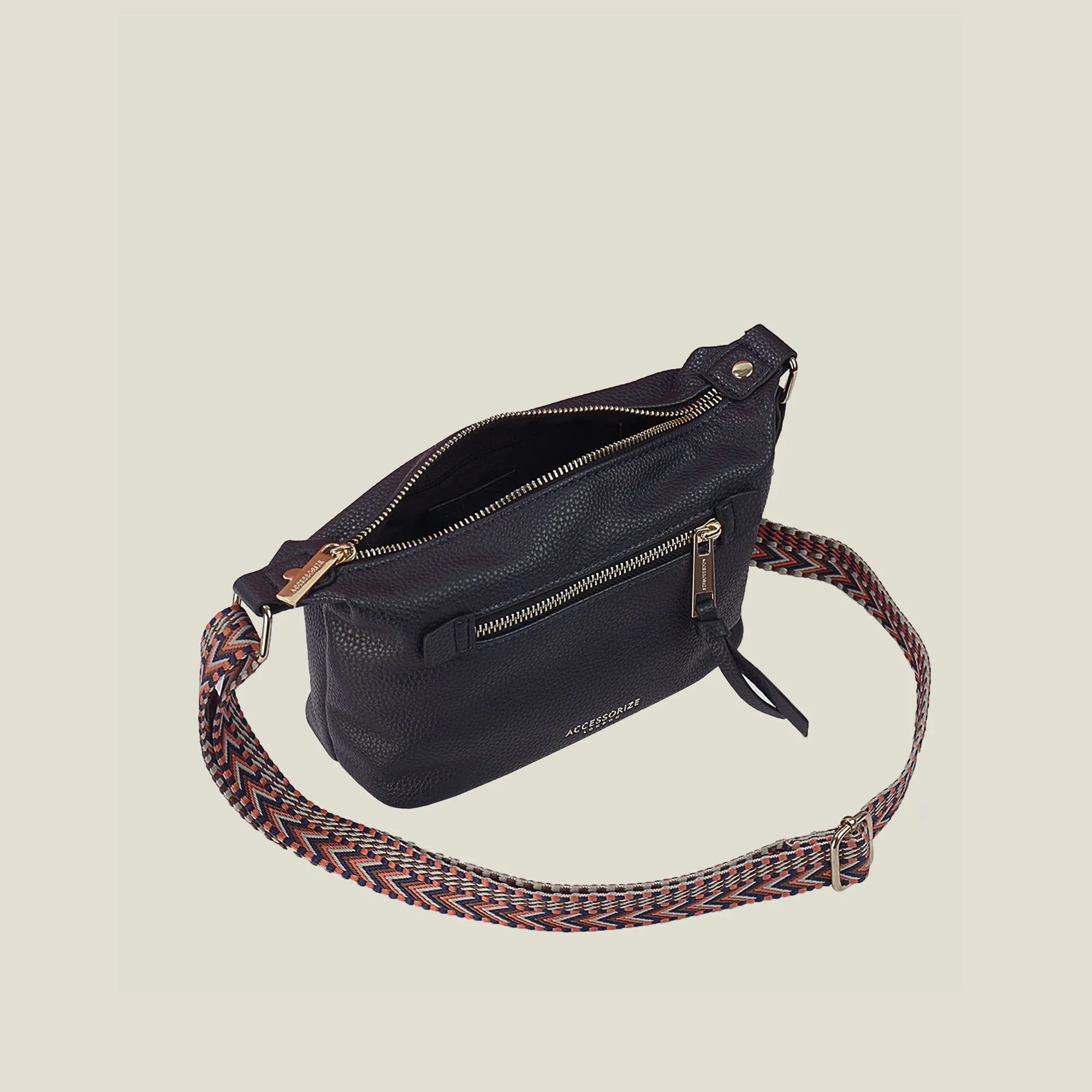 Navy Blue Mini Zip Sling Bag