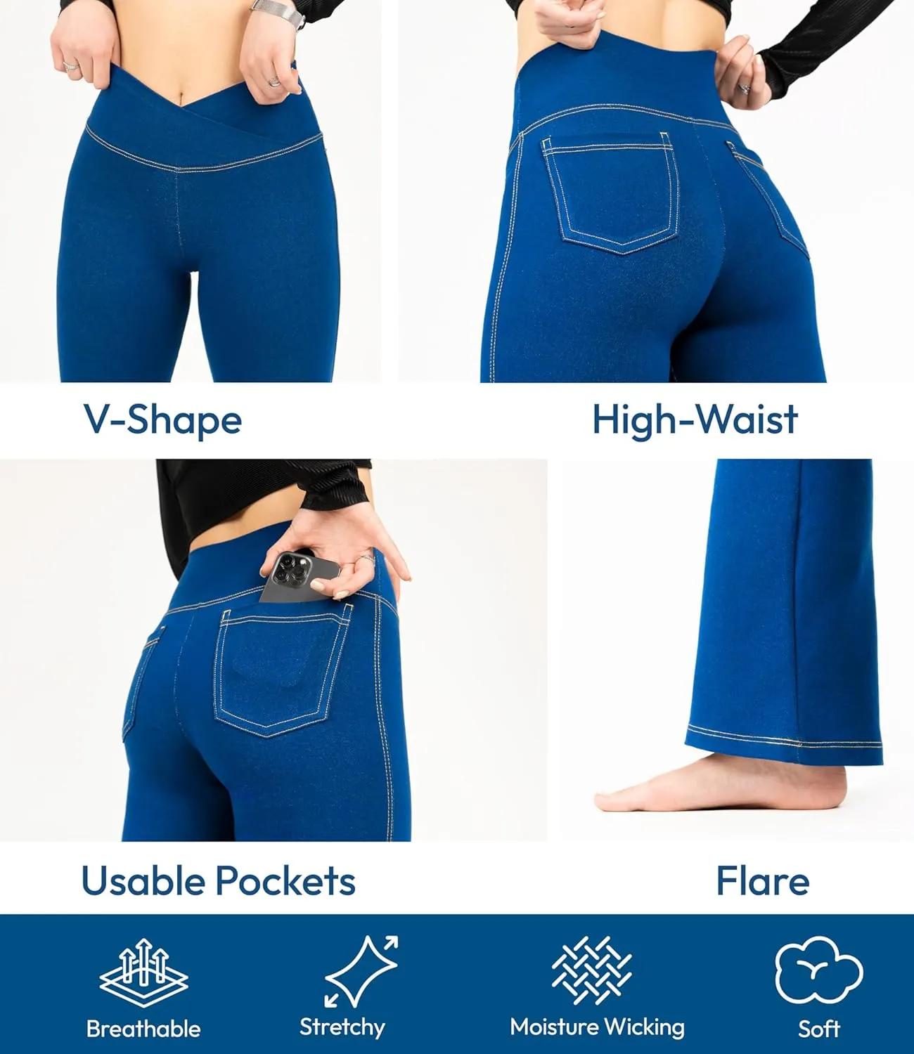 Nirlon Crossover Bootcut Jeggings for Women - Flare Leggings for Women Tummy Control Regular and Plus Size Jeggings