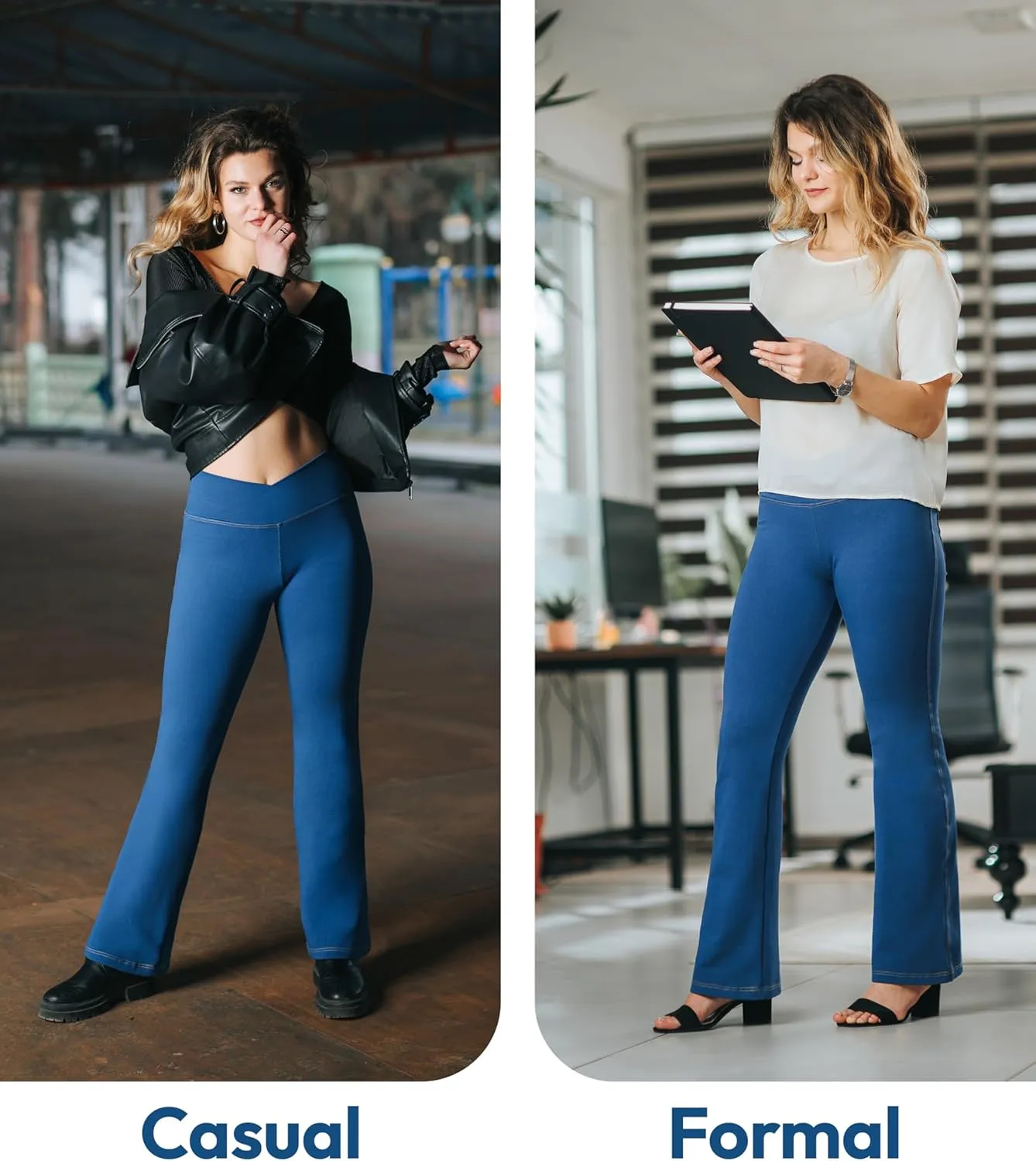 Nirlon Crossover Bootcut Jeggings for Women - Flare Leggings for Women Tummy Control Regular and Plus Size Jeggings