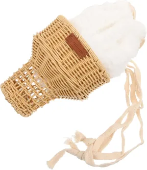 PartyKindom Plush Storage Pouches Women's Straw Bucket Bag Ice Cream Shape Handbag Soft Cute Crossbody Bag