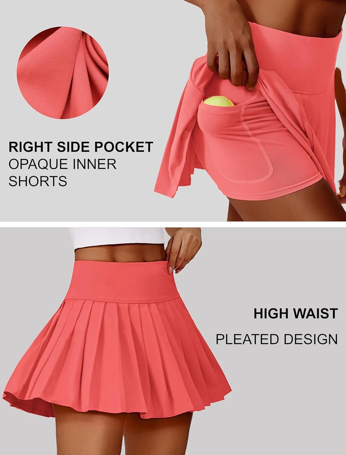 PINSPARK Pleated Tennis Skirts for Women High Waist Golf Skirt Tummy Control Athletic Skorts for Pickleball Workout