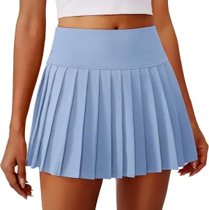 PINSPARK Pleated Tennis Skirts for Women High Waist Golf Skirt Tummy Control Athletic Skorts for Pickleball Workout