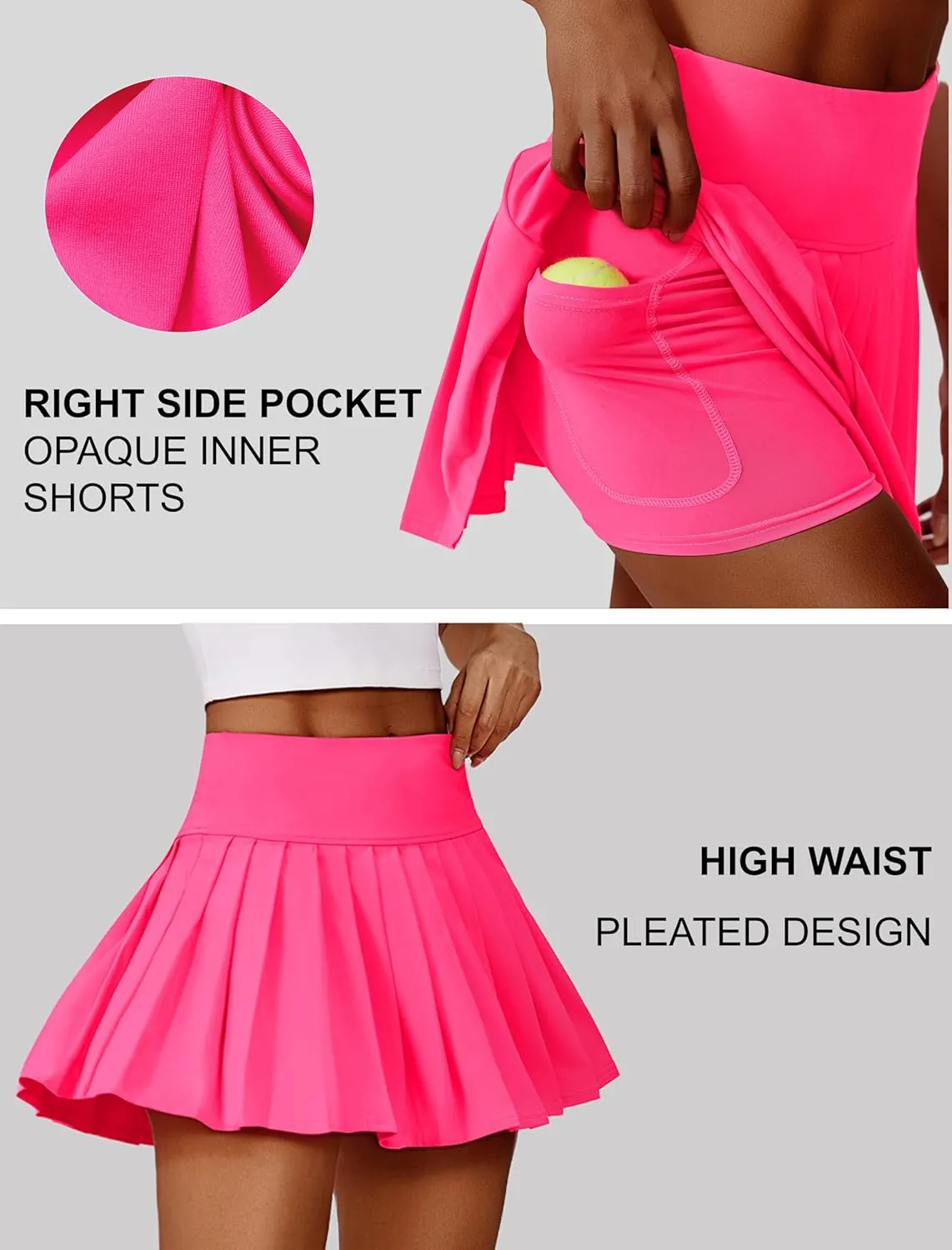 PINSPARK Pleated Tennis Skirts for Women High Waist Golf Skirt Tummy Control Athletic Skorts for Pickleball Workout