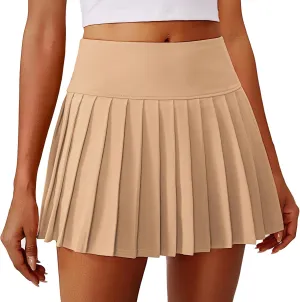 PINSPARK Pleated Tennis Skirts for Women High Waist Golf Skirt Tummy Control Athletic Skorts for Pickleball Workout