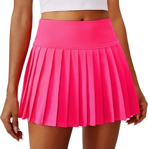 PINSPARK Pleated Tennis Skirts for Women High Waist Golf Skirt Tummy Control Athletic Skorts for Pickleball Workout