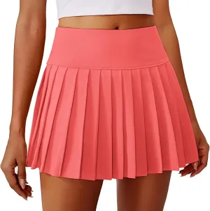 PINSPARK Pleated Tennis Skirts for Women High Waist Golf Skirt Tummy Control Athletic Skorts for Pickleball Workout