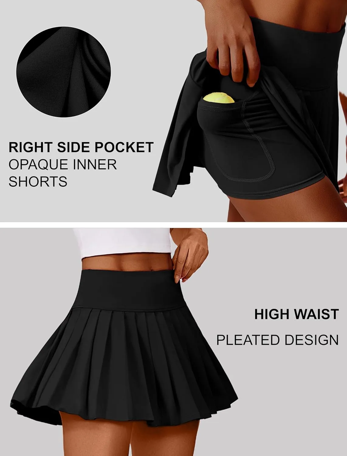 PINSPARK Pleated Tennis Skirts for Women High Waist Golf Skirt Tummy Control Athletic Skorts for Pickleball Workout