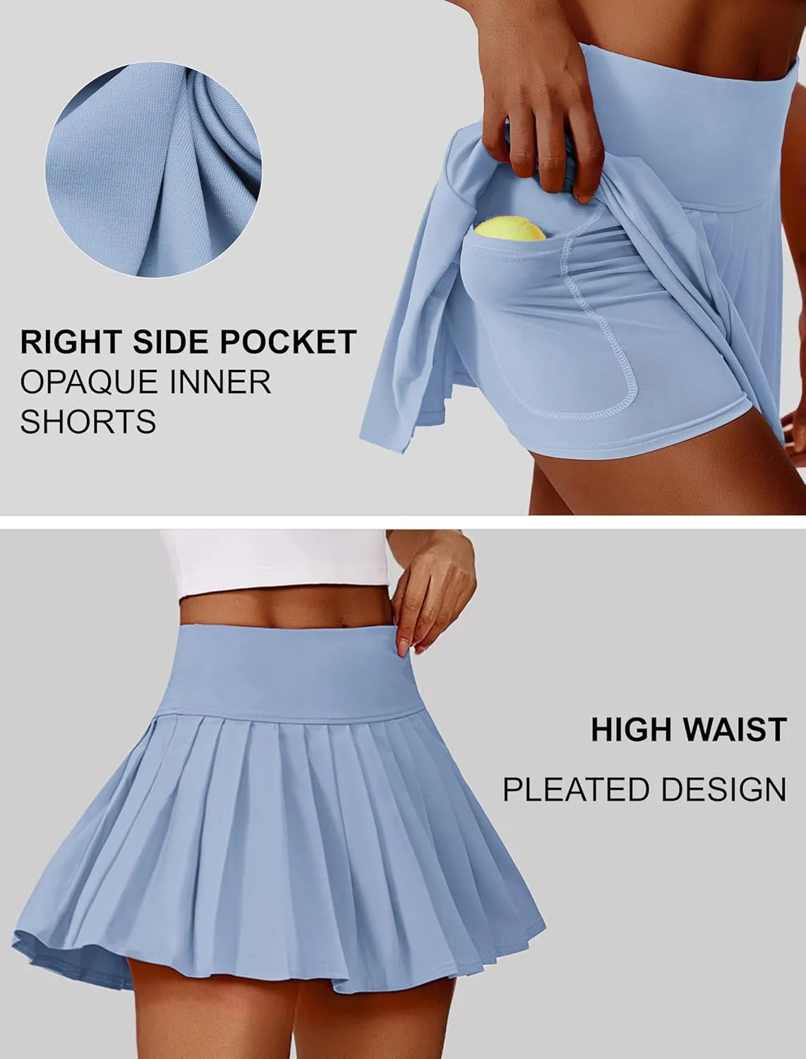 PINSPARK Pleated Tennis Skirts for Women High Waist Golf Skirt Tummy Control Athletic Skorts for Pickleball Workout