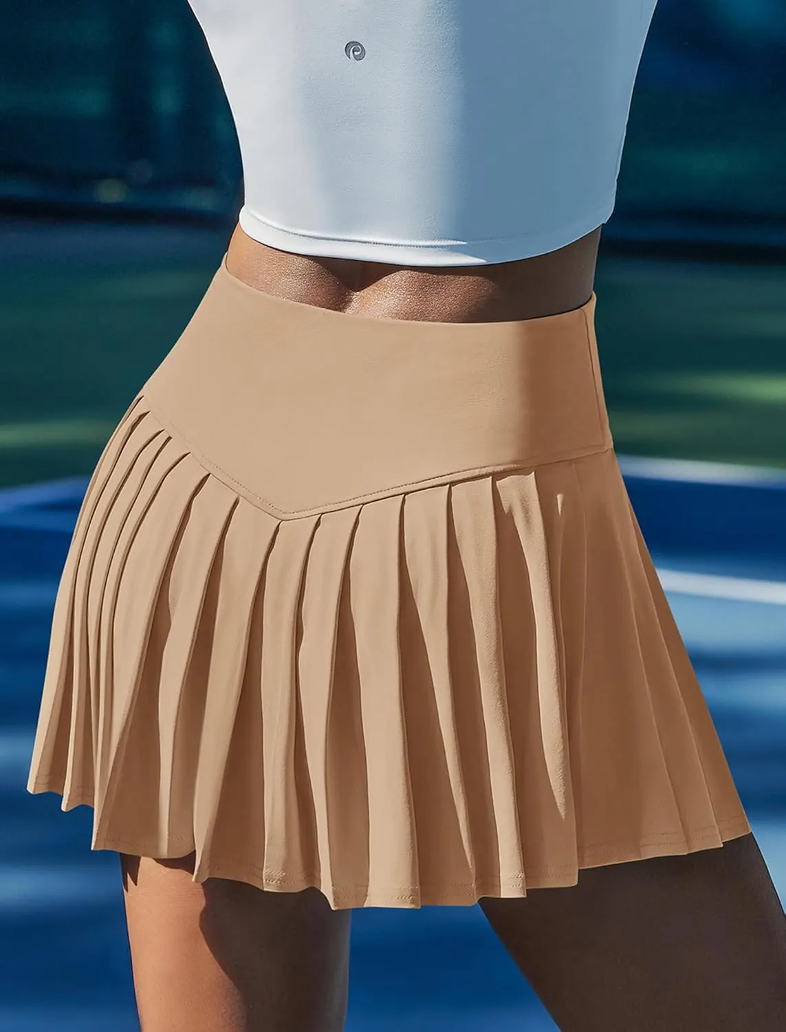 PINSPARK Pleated Tennis Skirts for Women High Waist Golf Skirt Tummy Control Athletic Skorts for Pickleball Workout
