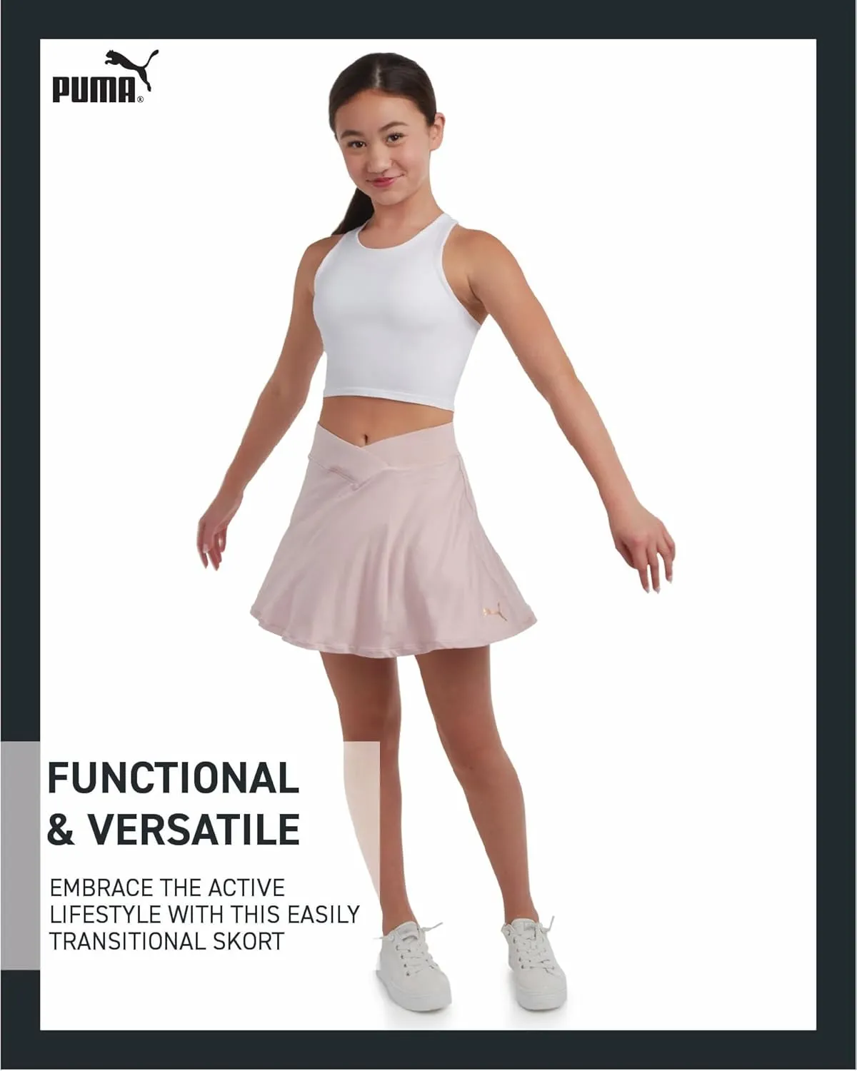 PUMA Girls' Active Skirt - Pleated Scooter Skort - Tennis Running Sports Skirt (S-XL)