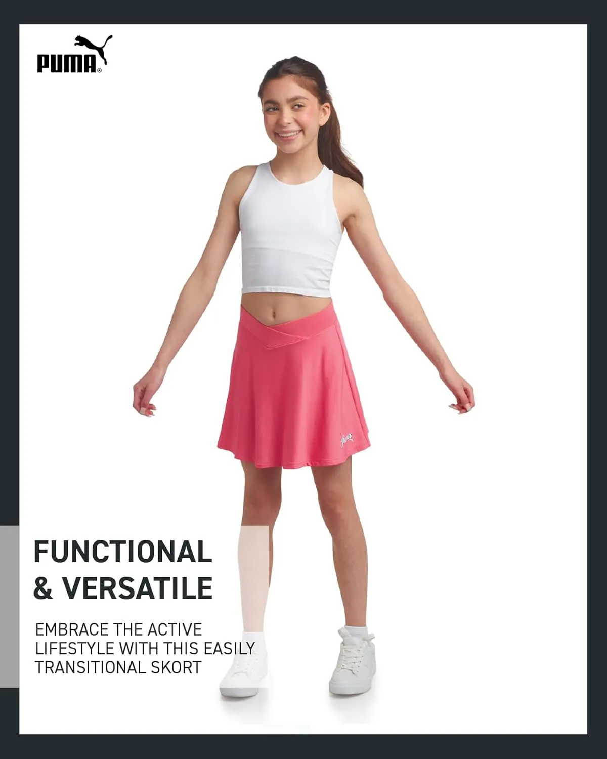 PUMA Girls' Active Skirt - Pleated Scooter Skort - Tennis Running Sports Skirt (S-XL)