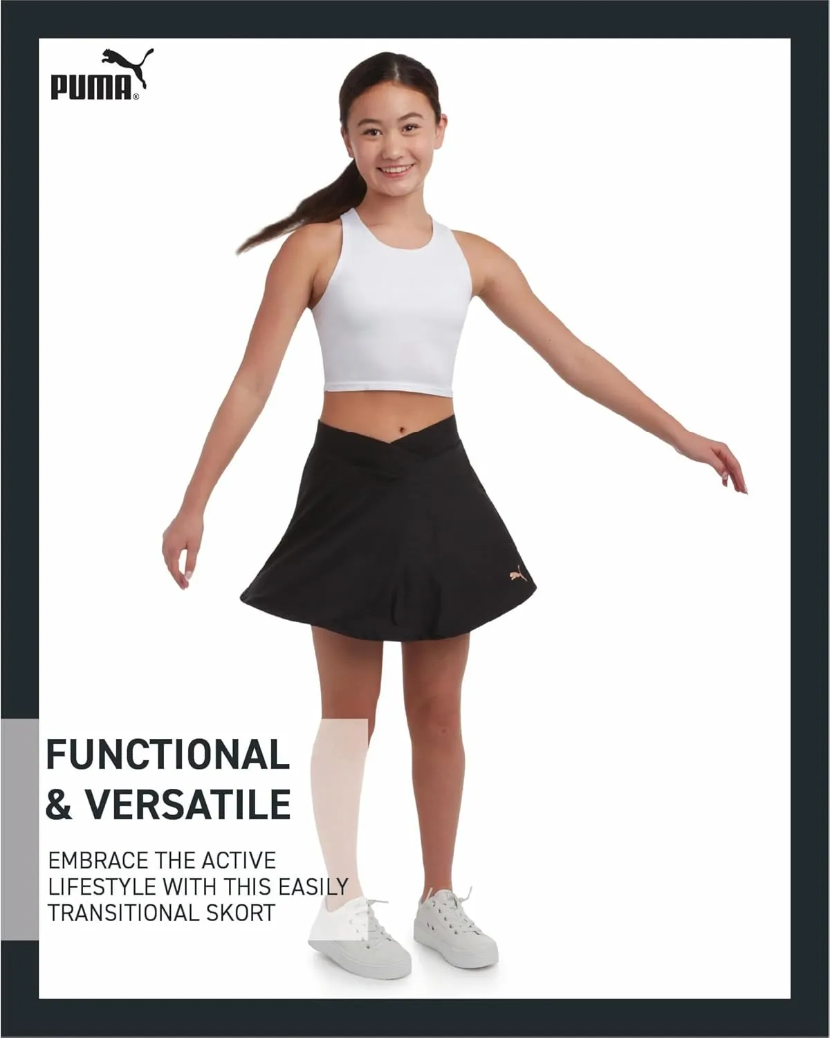 PUMA Girls' Active Skirt - Pleated Scooter Skort - Tennis Running Sports Skirt (S-XL)