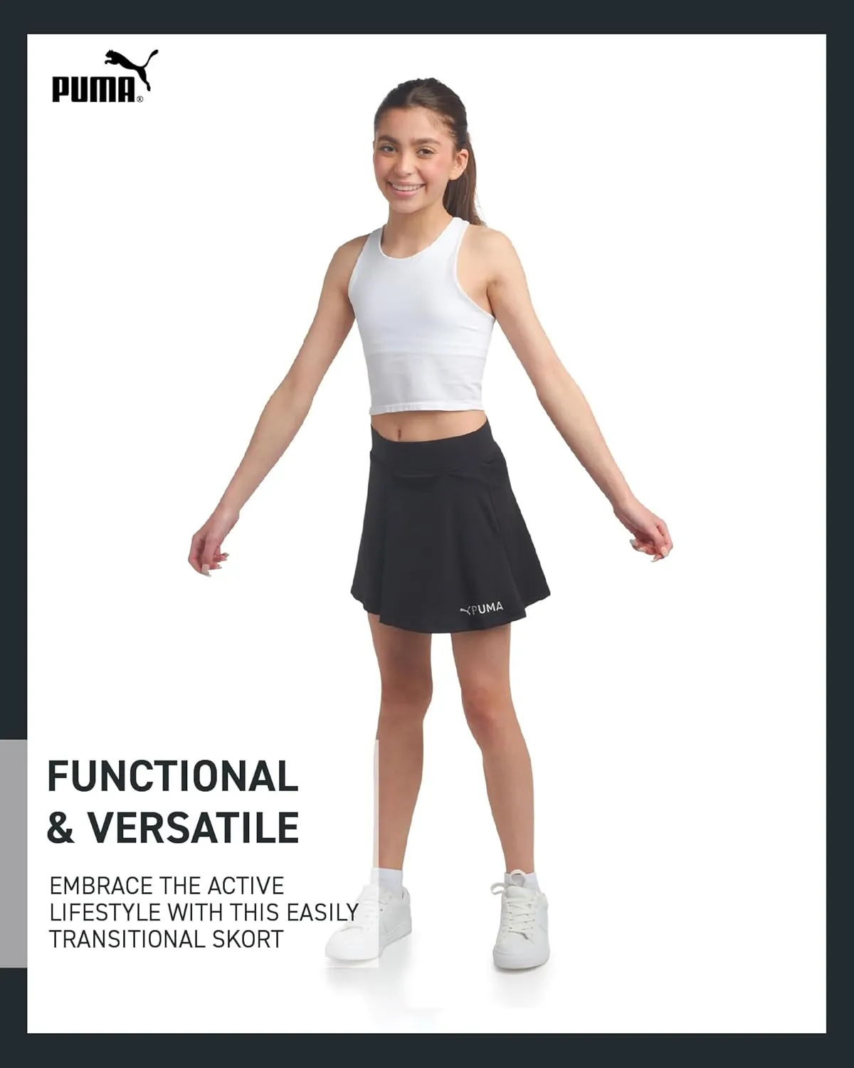 PUMA Girls' Active Skirt - Pleated Scooter Skort - Tennis Running Sports Skirt (S-XL)