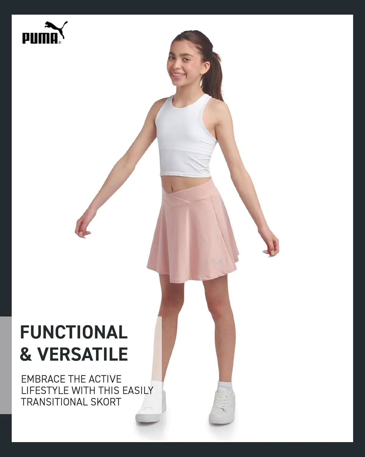 PUMA Girls' Active Skirt - Pleated Scooter Skort - Tennis Running Sports Skirt (S-XL)