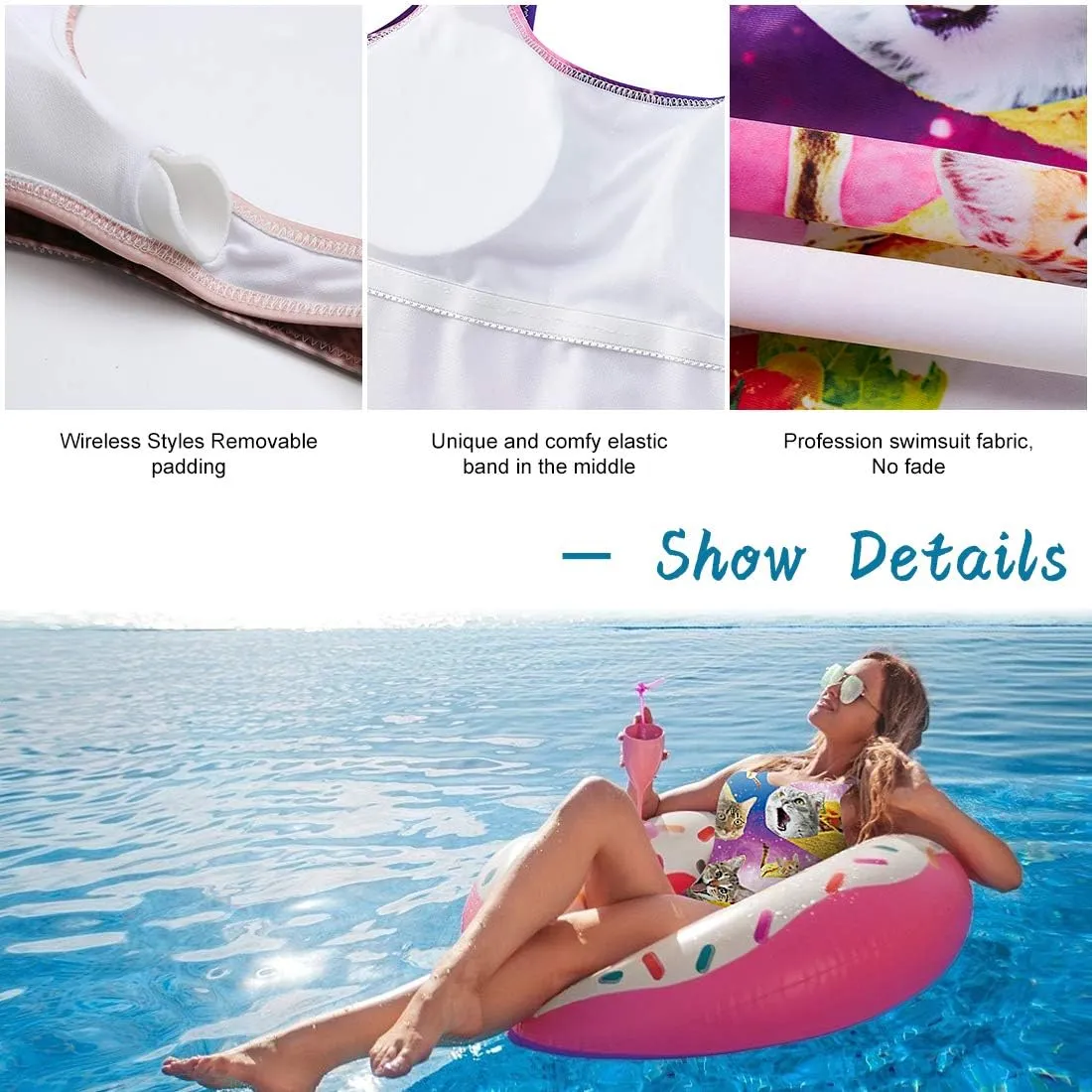 RAISEVERN One Piece Swimsuit for Women Hawaiian Novelty 3D Print Bathing Suit Swim Beachwear