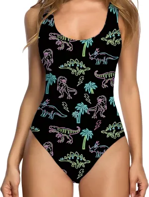 RAISEVERN One Piece Swimsuit for Women Hawaiian Novelty 3D Print Bathing Suit Swim Beachwear