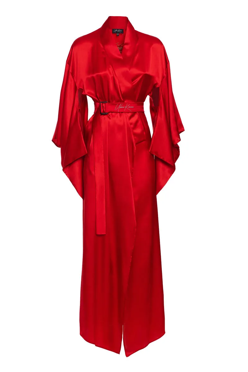 Red Pure Silk Dragon Urban Kimono