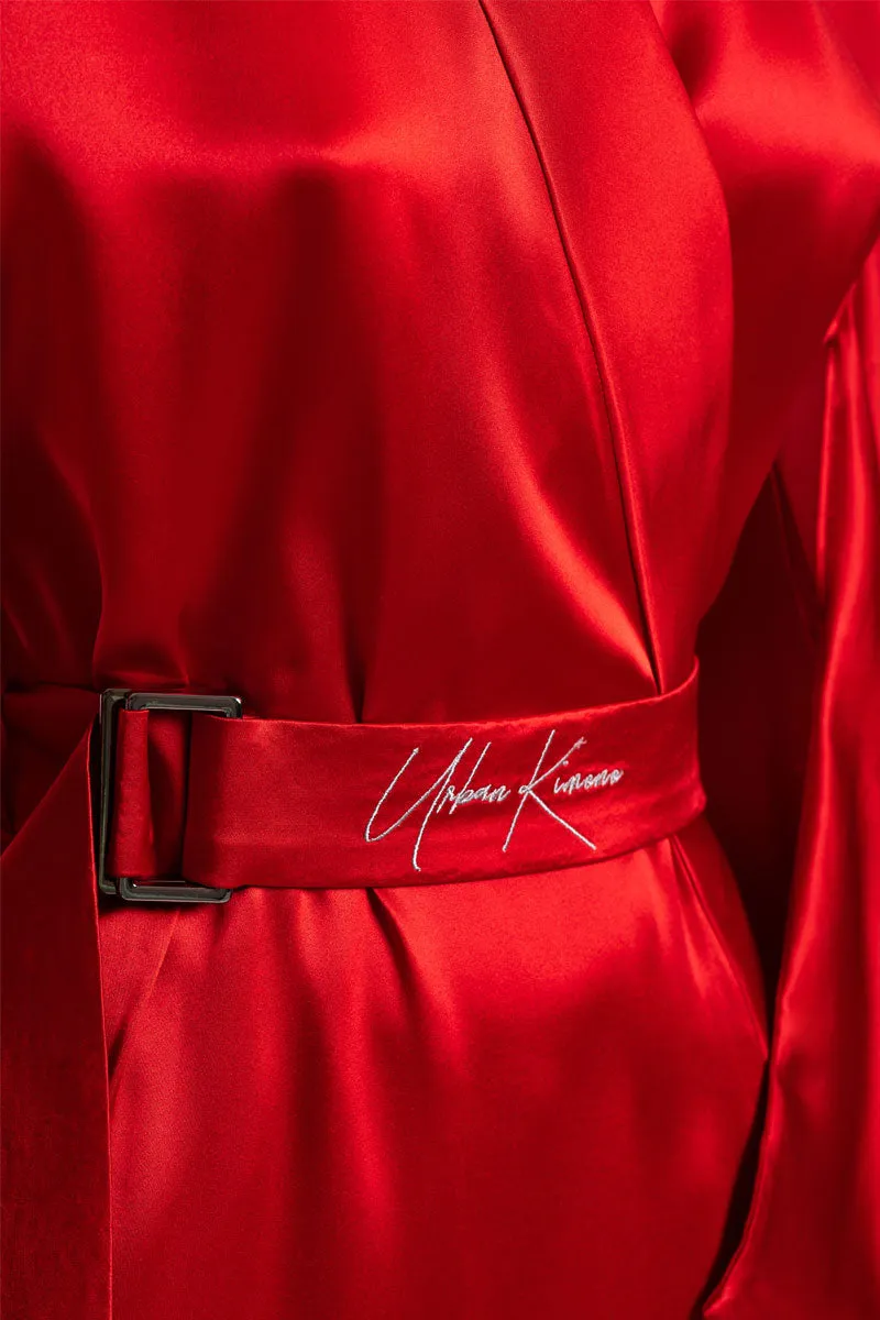 Red Pure Silk Dragon Urban Kimono