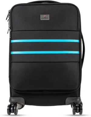 Revolutionary Carry-On Suitcase with Movable Partition  Keep Clean & Dirty Clothes Separate (Blue Stripes, 22"x14"x9")