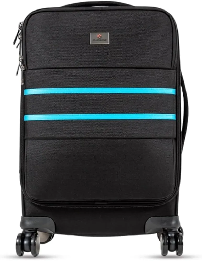 Revolutionary Carry-On Suitcase with Movable Partition  Keep Clean & Dirty Clothes Separate (Blue Stripes, 22"x14"x9")